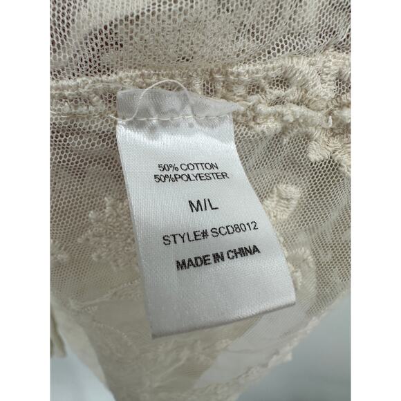 Sweet Generis Women Cream Lace Cardigan Vest Size M/L Boho Festival Hippie Gypsy - Picture 7 of 7